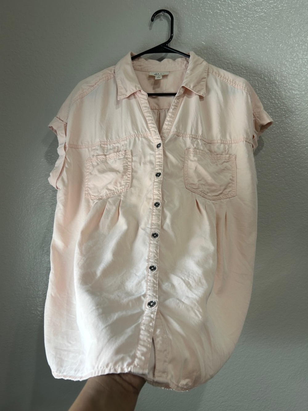 Style & Co. Blush Pink Button-Up Top Short Sleeve Sz XL Casual Summer TC0294 - Picture 6 of 8